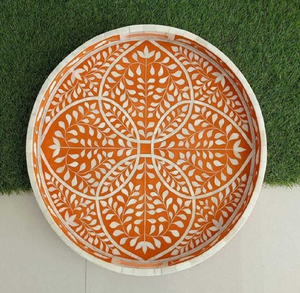 Bandeja de servir con incrustaciones de hueso en un brillante diseño de diamantes turquesa, disponible a precios de mayorista, con un diseño contemporáneo y audaz. - Product Image 6