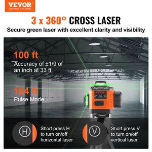 Livella Laser a Croce Verde Autolivellante Manuale da 30 Metri, 3 Linee a 360 Gradi, Impermeabile IP54, 8 Modalità Rotanti - Product Image 2