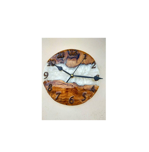 Horloge murale ronde en bois et résine, logo personnalisé, produit le plus vendu, horloge murale pour la maison et le bureau, qualité supérieure, fabrication artisanale - Product Image 5