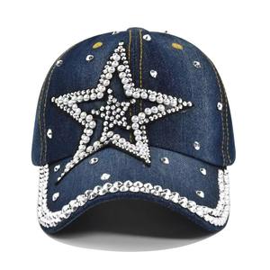 Rhines stones Custom 6 <b>Panels</b> Structured Baseball Cotton Hats Outdoor Hats embroidered woven <b>patch</b> trucker hats - Product Image 1