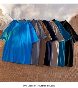 T-shirt en jersey pour homme, mode estivale, décontracté, uni, manches courtes, surdimensionné, écologique, respirant, 180g, 100% coton, hip-hop - Product Image 5