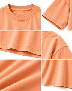 Camiseta Oversize Personalizada al por Mayor en Color Durazno y Naranja, Unisex, de Algodón Grueso, con Hombros Caídos, Estilo Urbano, Ropa de Marca Privada - Product Image 6