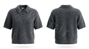 Polo en mohair à manches courtes avec logo personnalisé de haute qualité à 100 %, style tendance, confortable, vente en gros de polos - Product Image 2