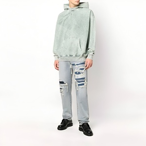 Sweat à capuche oversize délavé pour homme, style streetwear vintage, en molleton, coupe décontractée, mode urbaine, vente en gros OEM - Product Image 1