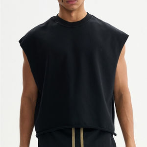 Camiseta sin mangas para hombre con cuello redondo, estilo dolman, holgada, con logo personalizado, color liso, para streetwear y gimnasio - Product Image 5