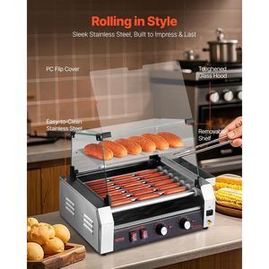 18-Hot Dog elettrico commerciale cucina Grill macchina 1050W con copertura per ristoranti occupati e camion di cibo - Product Image 4