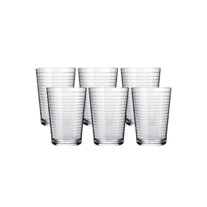 Juego de 6 Vasos de Vidrio Acanalados, Elegantes Vasos con Rayas Horizontales, Cristalería Transparente para Jugo y Agua, para el Hogar y la Cena - Product Image 2