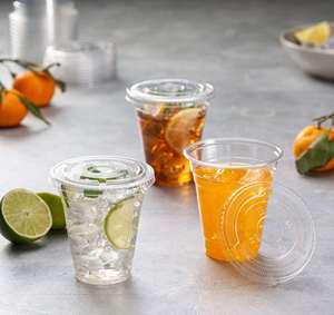 Couvercle de gobelet en plastique PET jetable écologique transparent à fond plat de 89 mm avec logo personnalisé, directement de l'usine, pour boissons froides et thé de 10 à 24 oz - Product Image 3