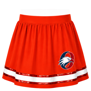 Custom <b>Orange</b> Cheerleading <b>Skirt</b> <b>Pleated</b> Athletic Uniform <b>Skirt</b> With Striped Trim Team Performance Wear Custom Sports Apparel - Product Image 1
