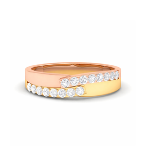 Luxury 0.40 Cts Real Diamond Multi Tone Gold Wedding Band Ring in 14K | Elegant Anniversary Bridal Ring Fine Jewelry for Women - Product Image 1