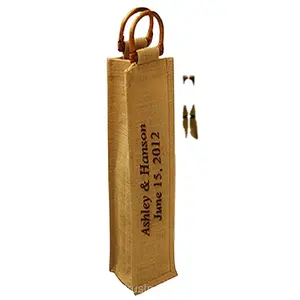 Sac cadeau de bouteille de vin en Jute, personnalisé, de haute qualité, bon marché, 1 pièce - Product Image 1