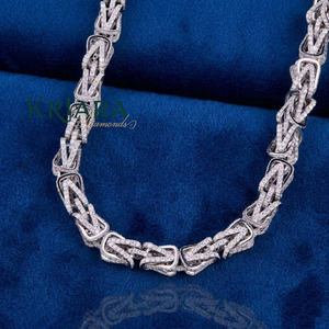 S925 Silver Lab Grown Diamond <b>Statement</b> <b>Necklace</b> Rhodium Plated Geometric Link Chain Luxury Unisex Everyday Wear Gift - Product Image 6