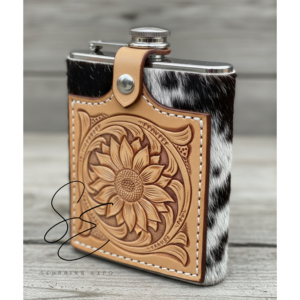 Funda de cuero repujado vintage para petaca de acero inoxidable, con grabado floral, portátil, para whisky, regalo para hombres - Product Image 5