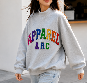 Sweat-shirts pour femmes, gris chiné, avec broderie et appliques colorées, coupe oversize, légers, style rétro USA, vêtements de marque privée - Product Image 3