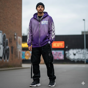 เสื้อฮู้ดดี้โอเวอร์ไซส์สีซีดจาง พิมพ์ลายโลโก้ตามสั่ง ผ้าเฟรนช์เทอร์รี่หนานุ่ม สตรีทแวร์ ขายส่ง เสื้อฮู้ดดี้แบบมีซิป - Product Image 4