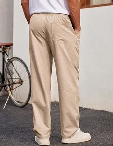 Pantalones Chinos de Poliéster/Algodón para Hombre, Corte Recto, Cintura Elástica con Cordón, Ligeros y Plisados, Estilo Casual de Oficina - Product Image 2
