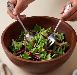 Victorian Engraved <b>Mirror</b> <b>Silver</b> Salad Server Set Stainless Steel Rust Proof With Designer Handles Ideal ForGifting And Banquets - Product Image 5