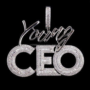 Collier pendentif « Young CEO » avec détails étincelants de qualité supérieure, bijou audacieux pour la vente en gros - Product Image 1