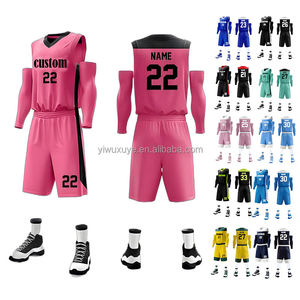 Ensemble d'uniformes de sport de basketball personnalisés de haute qualité, respirants, 100% polyester, couleurs rose, orange, vert, violet - Product Image 1