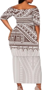 Robes de soirée, vêtements tribaux polynésiens pour couples, robes pour femmes à épaules dénudées, chemises assorties pour hommes pour les fêtes et les mariages - Product Image 5