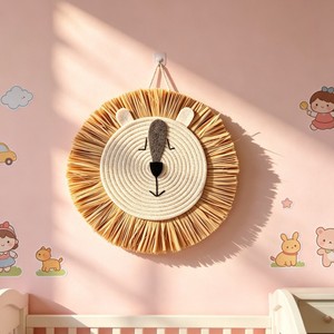 Decoración de pared nórdica tejida con diseños de león, tigre, panda y espantapájaros. Perfecta para habitaciones infantiles, guarderías y salas de juegos. - Product Image 2