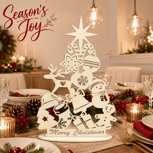 Elegante Decoración Navideña de Madera con Corte Láser para Mesa |   Adorno Navideño de Feliz Navidad |   Decoración Festiva para el Hogar y Artículos de Regalo - Product Image 2