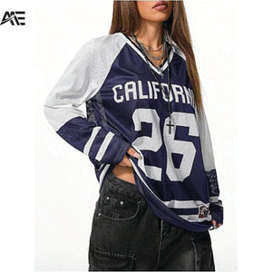 Vêtements ARC - Maillot en maille surdimensionné personnalisé à manches longues, streetwear, impression de numéro, fournisseur en gros OEM ODM - Product Image 1