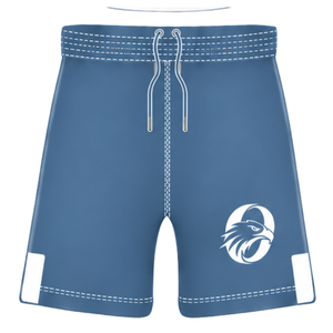 Pantalones Cortos de Rugby Azul Acero y Blanco con Cintura Elástica y Cordón Ajustable para Entrenamiento Deportivo, Partidos y Equipos Deportivos, Ropa Deportiva Ligera de Rugby - Product Image 1