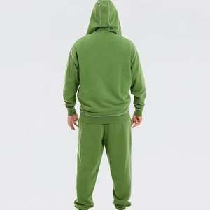 Survêtement vintage en coton épais 100 % délavé à l'acide, personnalisable sans minimum de commande, comprenant un sweat à capuche zippé et un pantalon de survêtement évasé - Product Image 4