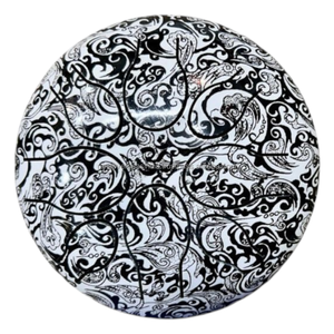 กลองเหล็กสีดำขาวลายดอกไม้ เครื่องดนตรีแฮนด์แพนสำหรับการทำสมาธิ โยคะ การผ่อนคลาย การบำบัดด้วยเสียง ของขวัญ - Product Image 1