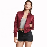 Blouson Aviateur Femme Hiver Tendance en Gros, Personnalisé Noir Moto Bomber Broderie Rayures 100% Polyester