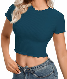<b>Y2K</b> Wholesale Factory High Quality Custom Logo Strapless Knitted Cropped T-<b>shirt</b> Women's Tops Casual Tight Fit - Product Image 2