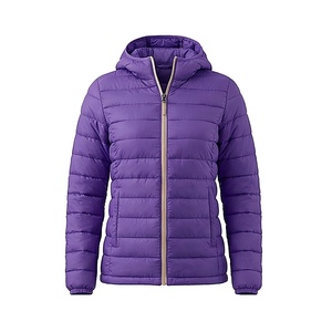 Hooded Quilted Waterproof <b>Bubble</b> Jacket Black Full Sleeve Winter Windproof Cotton Shell Knitted Fabric Polyester Filling Stand - Product Image 1