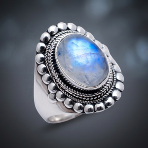 Wholesale 925 Sterling Silver <b>Rainbow</b> Moonstone Ring Classic Fashion Jewelry for Wedding Engagement & Party New Arrival trendy - Product Image 1