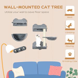 Gatto grigio mensole a muro con amaca e Scratching Post passi piattaforme alberi di gatto & Scratcher prodotto - Product Image 4
