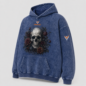 Sudadera con Capucha Vintage Negra Lavada, 100% Algodón Grueso y Transpirable, Unisex, Estilo Urbano, con Parche de Corazón Roto - Product Image 3