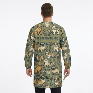 Tablier de toilettage pour hommes, personnalisable par sublimation, pour la beauté et le toilettage des chiens, blouse de coiffure à manches longues - Product Image 4
