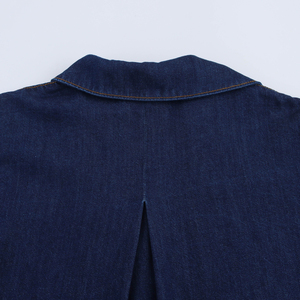 Turn Collar <b>Buttons</b> Long Sleeve Denim Blue Color Vintage Quick Dry Breathable Casual Fashion Summer High-quality <b>Jeans</b> Tops - Product Image 4