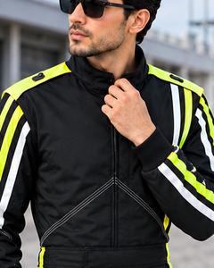 Men's Black Yellow Reflective Full Sleeve <b>Waterproof</b> Quick Dry Windproof Polyester/Nylon Motorcycle Racing Jacket <b>All</b> Seasons - Product Image 1