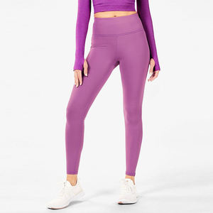 Leggings violets unis taille haute longueur intégrale, extensibles, tricotés, sportifs, pour femmes, toutes saisons - Product Image 1