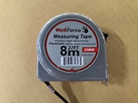Ruban à mesurer professionnel de 8 m avec lame en acier, retour automatique et verrouillage par bouton-poussoir, boîtier en plastique, haute visibilité, mesure métrique