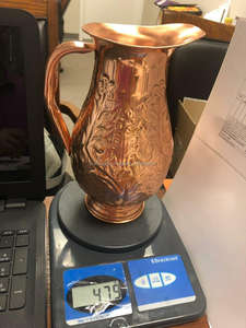 Jarra de agua de cobre de 50 oz con asa de latón, artesanía metálica hecha a mano, jarra de cobre de la mejor calidad, venta al por mayor. - Product Image 3