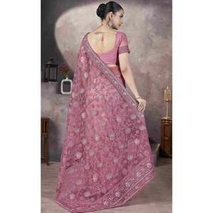 Sari de bordado de diseñador para ropa de fiesta Vestidos de carrera elegantes Look - Product Image 5
