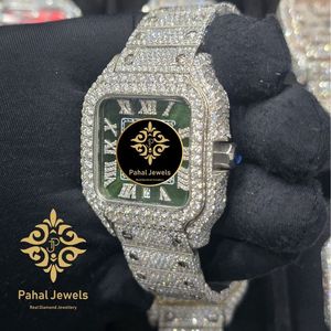 นาฬิกาข้อมือเพชรทรงสี่เหลี่ยมหรูหรา Pahal Jewels สำหรับผู้หญิง ตัวเรือนสแตนเลสสตีล หน้าปัดแสดงวันที่แบบอนาล็อก ขนาด 40 มม. กระจกแซฟไฟร์ ตัวล็อคแบบพับ - Product Image 2