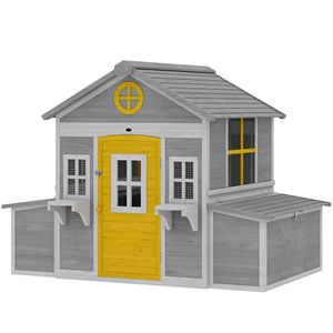 Pollaio in Legno Impermeabile per 2-4 Galline, Gabbia Esterna per Polli con Nidi e Casetta Gioco, 2 Finestre - Product Image 1