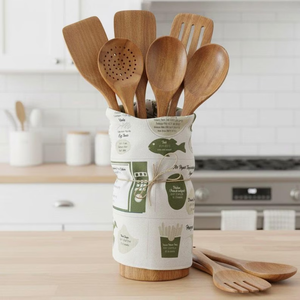 Juego de utensilios de cocina de madera de acacia con paño de cocina – Juego de 9 piezas no tóxicas, regalo para cocina estilo rústico - Product Image 6