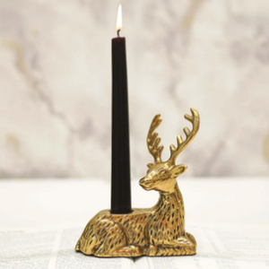 Support à bougie en laiton en forme de cerf doré - Product Image 1