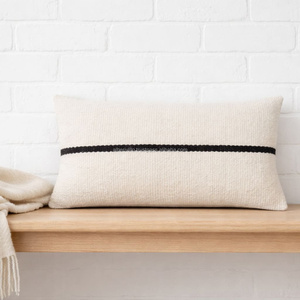Black Ivory Handwoven 12x20 inch Lumbar <b>Pillow</b> Cover Color Block Stripe Textured Decorative Bed <b>Cushion</b> Modern Boho Decor - Product Image 4