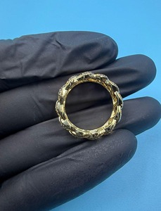 Anillo de Boda con Eslabones Cubanos de Moissanita, Plata 925 con Acabado en Oro Amarillo de 14K, Anillos de Diamantes de Moissanita con Incrustaciones de Plata Esterlina para Hombre - Product Image 2