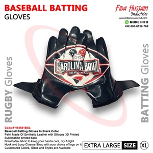 ถุงมือตีเบสบอลปรับแต่งได้สีดำถุงมือหนังสังเคราะห์แบบซับลิเมชันถุงมือ guantes de bateo de beisbol - Product Image 6